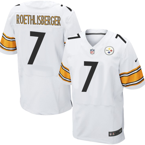 Men's Elite Ben Roethlisberger Nike Jersey White Road - #7 NFL Pittsburgh Steelers